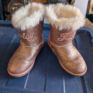 Juicy Couture kids pink furry boots sz 1